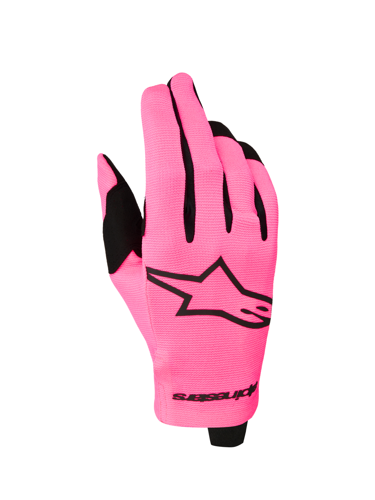 Alpinestars Radar Handschuhe 2027, leichte Motocross-Handschuhe in Pink Fluo und Schwarz mit Stretch-Textiloberhand.