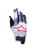 Alpinestars Radar Handschuhe 2027, Herren-Motocross-Handschuhe in Eschegrau und Rot mit sublimierter Stern-Grafik.