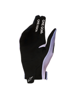 Alpinestars Radar Handschuhe 2027, MX-Handschuhe, Schwarz und Lila, synthetisches Wildleder, One Goal One Vision Schriftzug.