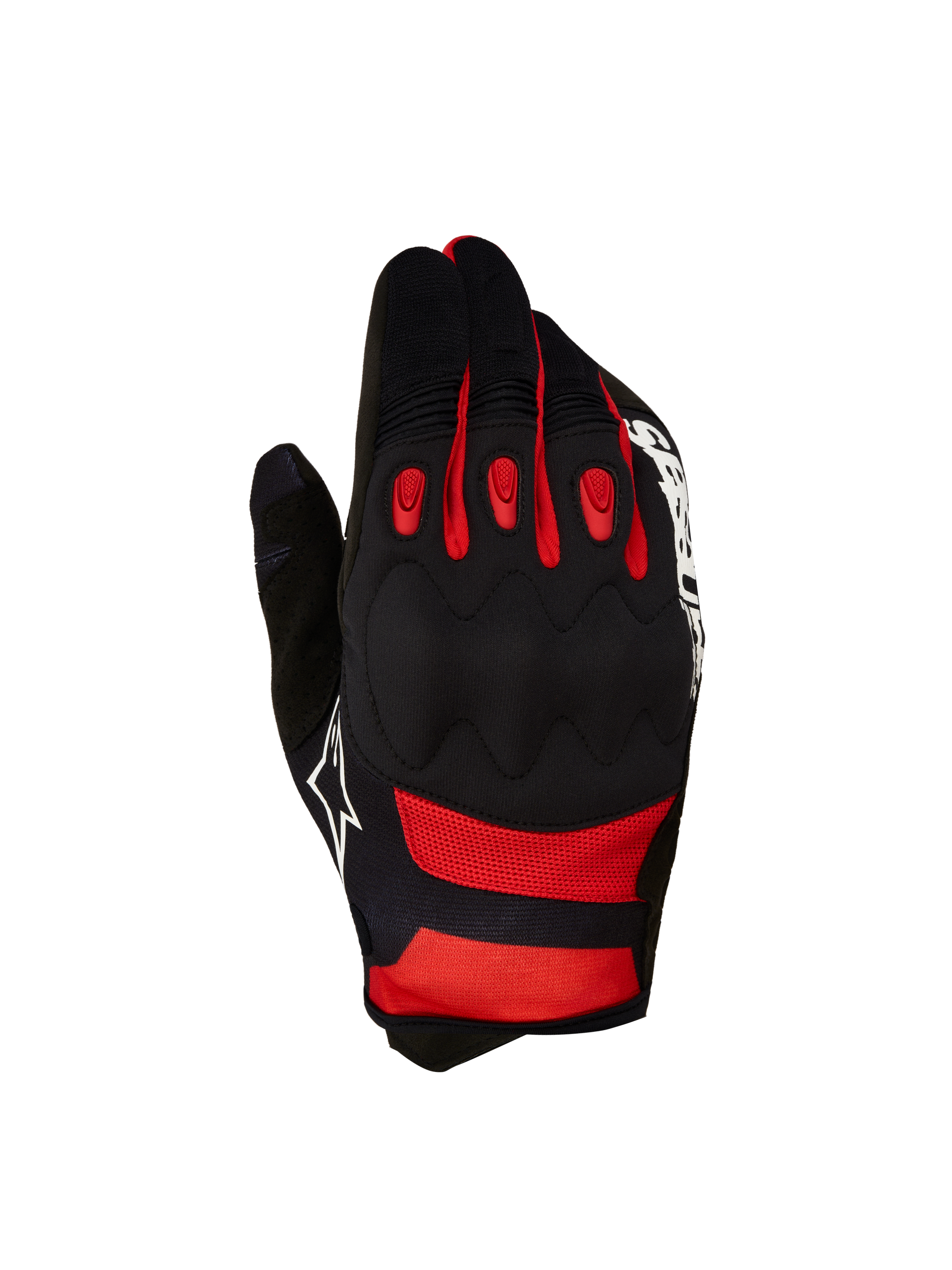 Alpinestars Techdura Handschuhe, Motocross- und Enduro-Handschuhe, Schwarz und Rot, mit viskoelastischem Knöchelschutz und TPR-Einsätzen für optimalen Schutz.
