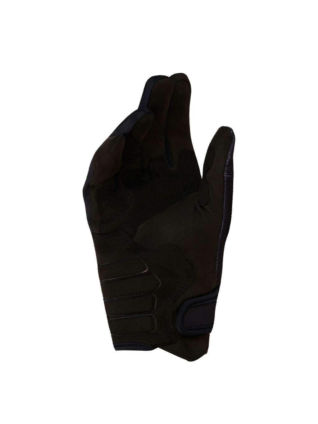Alpinestars Techdura Handschuhe für Enduro, schwarze Handflächenansicht, synthetisches Wildleder, verstärkte Kontaktzonen.