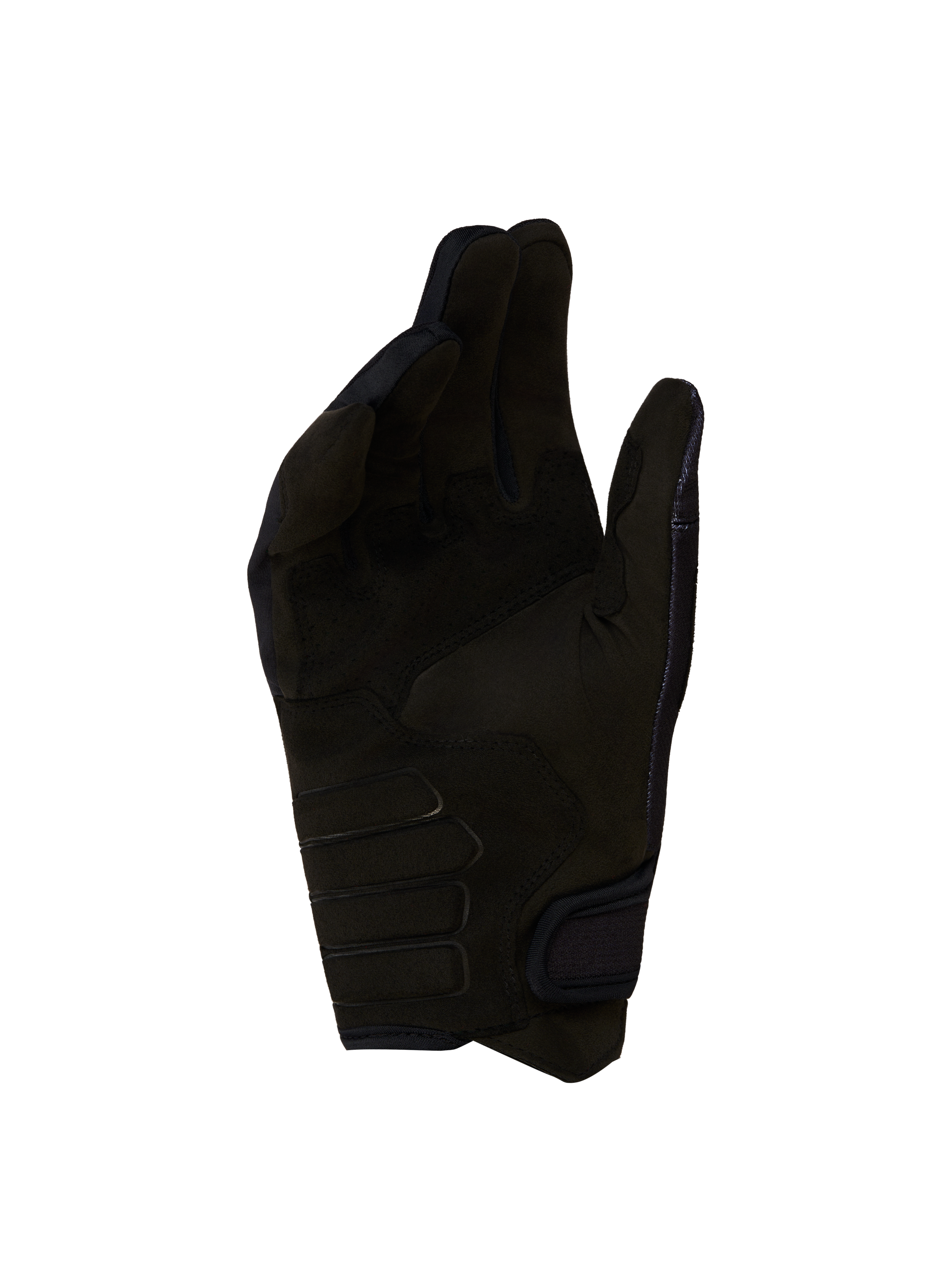 Alpinestars Techdura Handschuhe für Enduro, schwarze Handflächenansicht, synthetisches Wildleder, verstärkte Kontaktzonen.