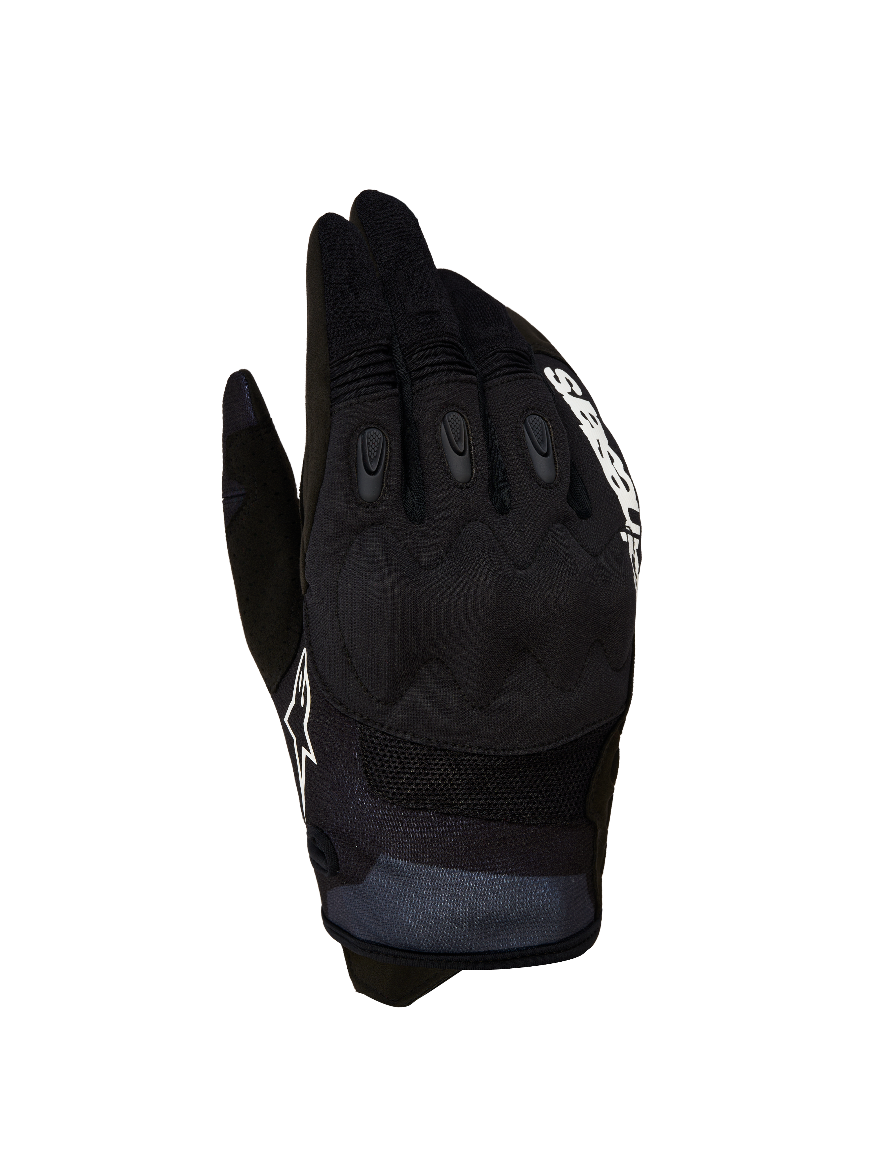 Alpinestars Techdura Handschuhe, Motocross-Handschuhe für Herren, Schwarz und Weiß, verstärkter Knöchelschutz für Offroad.