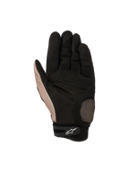 Alpinestars Megawatt V2 Handschuhe, Offroad-Motocross-Handschuhe, Stone Black, Handflächenansicht mit verstärktem Daumen- und Handflächenbereich, strukturierter Grifffläche und Klettverschluss am Handgelenk mit weißem Alpinestars-Logo.