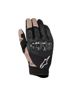 Alpinestars Megawatt V2 Handschuhe, Motocross- und Enduro-Handschuhe, Stone Black und Beige, Carbonfaser-Knöchelschutz, Konstruktion aus perforiertem Leder und Mesh, weißes Alpinestars Logo