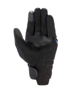 Alpinestars FQ20 Copper Handschuhe, Urbane Motorradhandschuhe, Schwarz, Handflächenansicht mit synthetischem Wildledermaterial, strukturiertem Grip-Verstärkungspatch, Mesh-Einsätzen am Daumen und einem Klettverschluss am Handgelenk.
