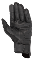 Alpinestars Booster V2 Gloves, Black, palm view of the motorcycle glove showing the durable leather construction, reinforced grip panels on the palm and thumb, and an adjustable wrist strap.
