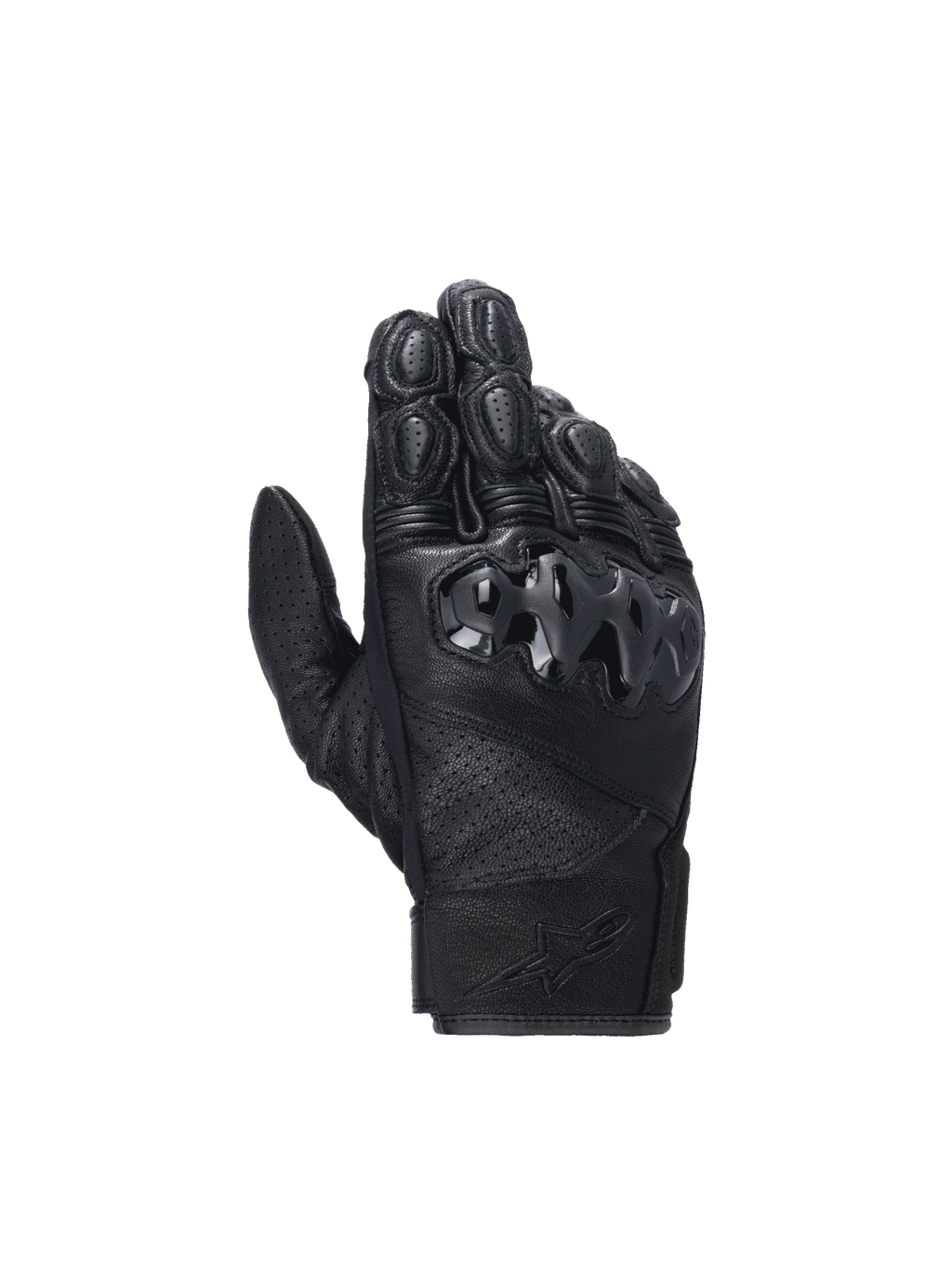 Alpinestars Celer V3 Handschuhe, schwarze Motorradhandschuhe aus Ziegenleder mit hartem PU-Knöchelschutz für den Rennsport.