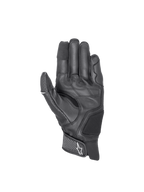 Alpinestars Morph Sport Handschuhe, schwarze Motorrad-Sporthandschuhe aus Leder und Textil mit Touchscreen-Fingerspitzen.