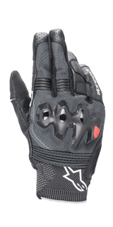 Alpinestars Morph Sport Gloves, Motorcycle Riding Gloves, Black and Gray, over-injected dual-density knuckle protection, textured MorphTech Weave™ backhand with RIDEKNIT® inserts, and white Astar logo on the cuff