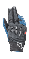 Alpinestars Morph Sport Handschuhe, Motorradhandschuhe, Schwarz und Blau Sodalith, mit überinjiziertem Knöchelschutz, MorphTech Weave Handrücken mit RIDEKNIT-Einsätzen, weißes Stern-Logo an der Manschette, technisches strukturiertes Gewebe für Straßenrennsport