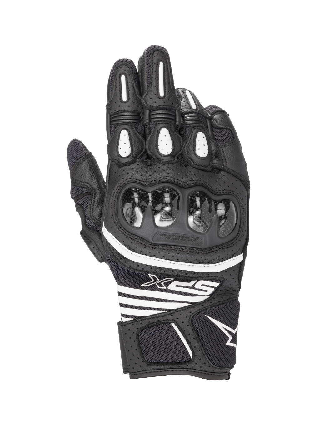 Alpinestars SPX AC V2 Gloves, Short Motorcycle Summer Gloves, Black and White, CE Certified, leather and mesh construction with hard carbon knuckle protection