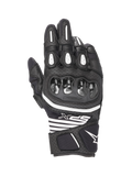 Alpinestars SPX AC V2 Gloves, Short Motorcycle Summer Gloves, Black and White, CE Certified, leather and mesh construction with hard carbon knuckle protection