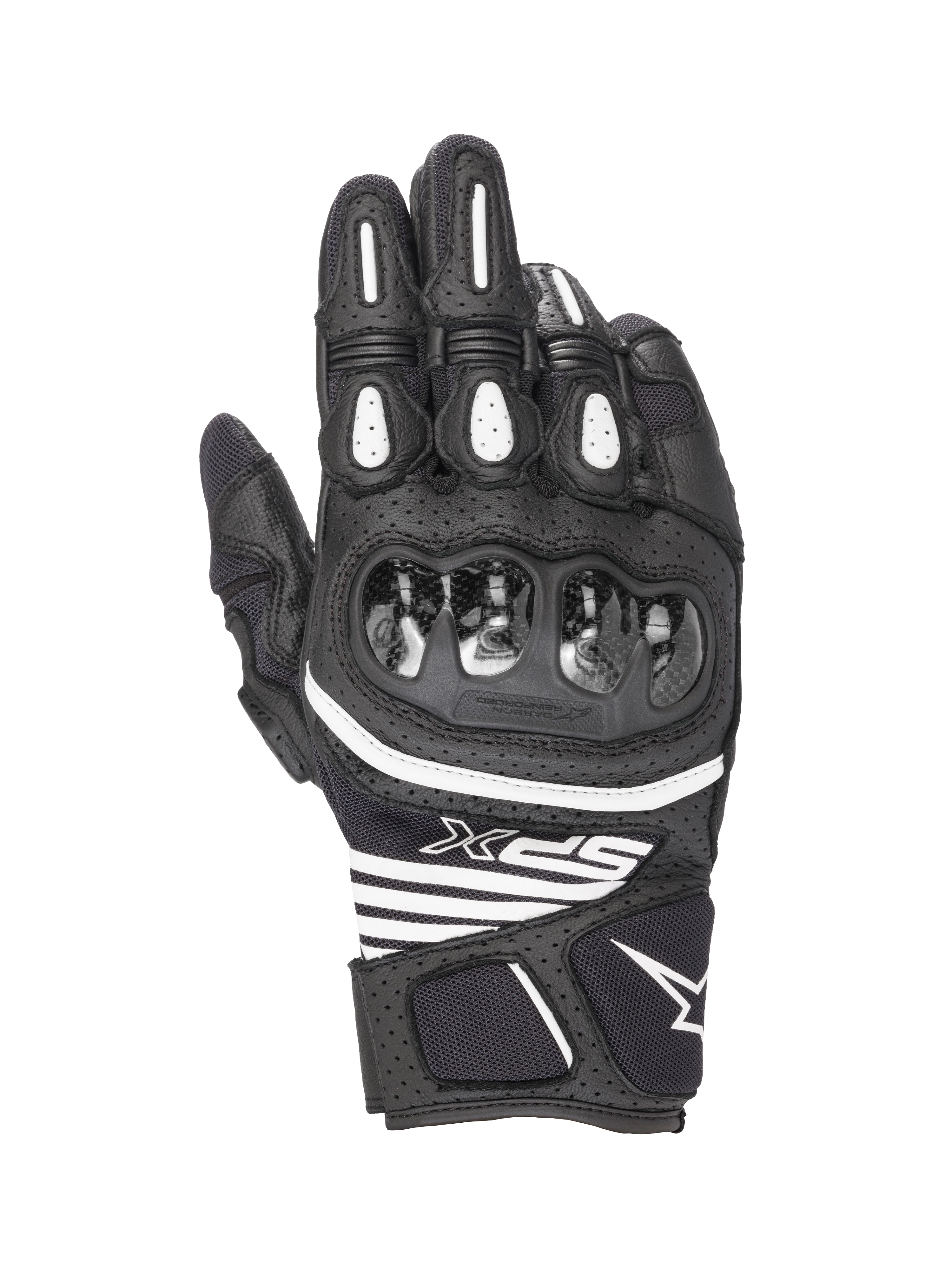 Alpinestars SPX AC V2 Gloves, Short Motorcycle Summer Gloves, Black and White, CE Certified, leather and mesh construction with hard carbon knuckle protection