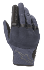 Alpinestars Copper Handschuhe, urbane Motorradhandschuhe, Mood Indigo Blau mit schwarzen Akzenten, Mesh-Textilkonstruktion, mit Hartschalen-Knöchelschutz und Akkordeon-Fingergelenken, Alpinestars-Logo auf dem Handrücken