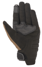 Alpinestars Copper Handschuhe, Urbane Motorradhandschuhe, Teak und Schwarz, Handflächenansicht mit synthetischer Wildlederkonstruktion, verstärkten Grip-Einsätzen, Touchscreen-kompatibler Fingerspitze und perforierten Fingerdetails