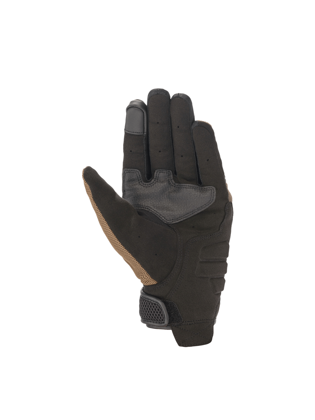 Alpinestars Copper Handschuhe, urbaner Motorradhandschuh, Schwarz und Braun, Wildlederhandfläche, Touchscreen-Fingerspitze.