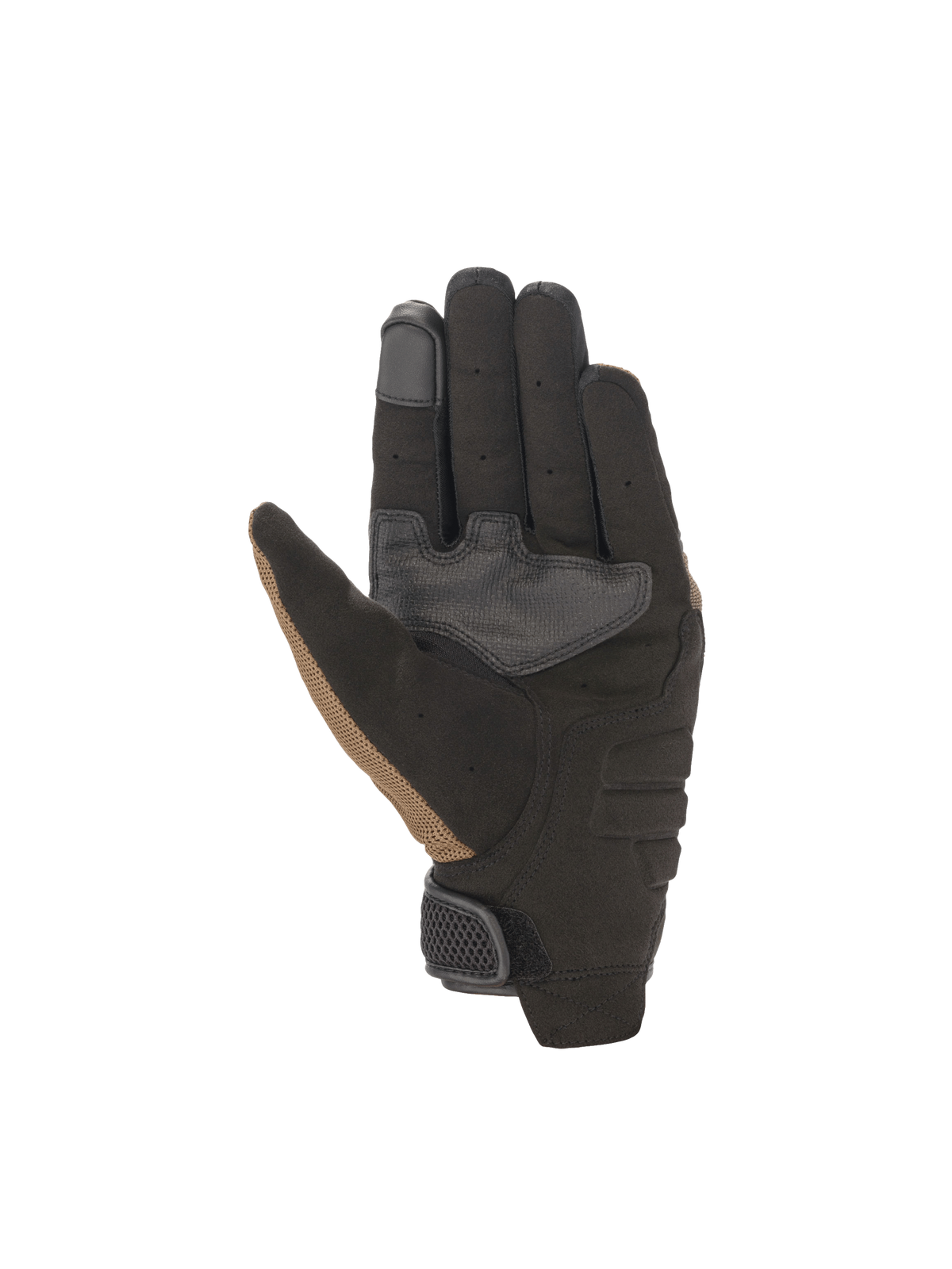 Alpinestars Copper Handschuhe, urbaner Motorradhandschuh, Schwarz und Braun, Wildlederhandfläche, Touchscreen-Fingerspitze.