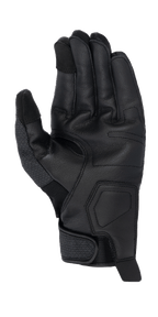 Alpinestars Morph Street Gloves, Black, Palm view of short-cuff motorcycle glove showing the textured leather palm, touchscreen compatible fingertips, and adjustable wrist closure, urban riding gear