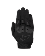 Alpinestars SP X 1 Handschuhe, schwarze Motorrad-Rennhandschuhe, Oberhand aus strukturiertem Stretchgewebe, tonales schwarzes Stern-Logo, integrierter TPR-Knöchelschutz und Fingerschleifer, strapazierfähiges Design für sportliches Fahren