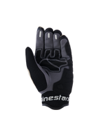 Alpinestars Mogress Airflow Gloves, Urban Motorcycle Gloves, Aluminum Black and Gray, palm view featuring synthetic reinforcements with white contrast stitching, silicone grip zones on fingers, and breathable 3D mesh cuff with white Alpinestars branding.