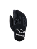 Alpinestars Manti Air Handschuhe, Motorradhandschuhe, Schwarz, mit atmungsaktivem Mesh und strukturiertem Waben-Knöchelschutz, weißes Alpinestars Logo und Schriftzug am Handgelenk, leichtes Design für Adventure-Fahrten im Sommer