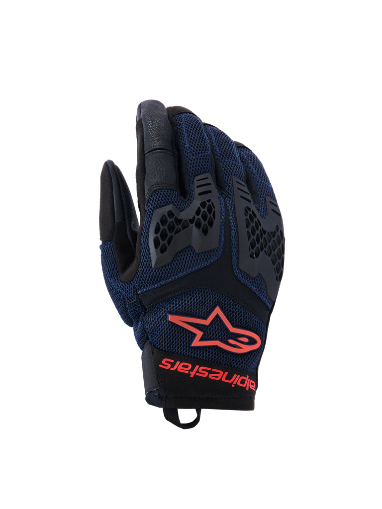 Alpinestars Manti Air Handschuhe, Motorradhandschuhe, Blau und Schwarz mit Roten Akzenten, Mesh-Textur, Knöchelschutz, Sportliche Schutzausrüstung