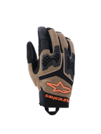 Alpinestars Manti Air Handschuhe, Motorradhandschuhe, Dunkles Khaki und Schwarz mit fluoreszierenden orangefarbenen Akzenten, 3D-Stretch-Mesh-Konstruktion, eingespritzter Knöchelschutz mit perforiertem Design, orangefarbenes Stern-Logo, sicherer Handgelenkverschluss, konzipiert für Sommer-Abenteuer und Straßenfahrten