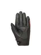 Alpinestars SMX-1 Air V2 Motorradhandschuhe, Handfläche aus schwarzem Leder mit roten Akzenten für den Straßeneinsatz.