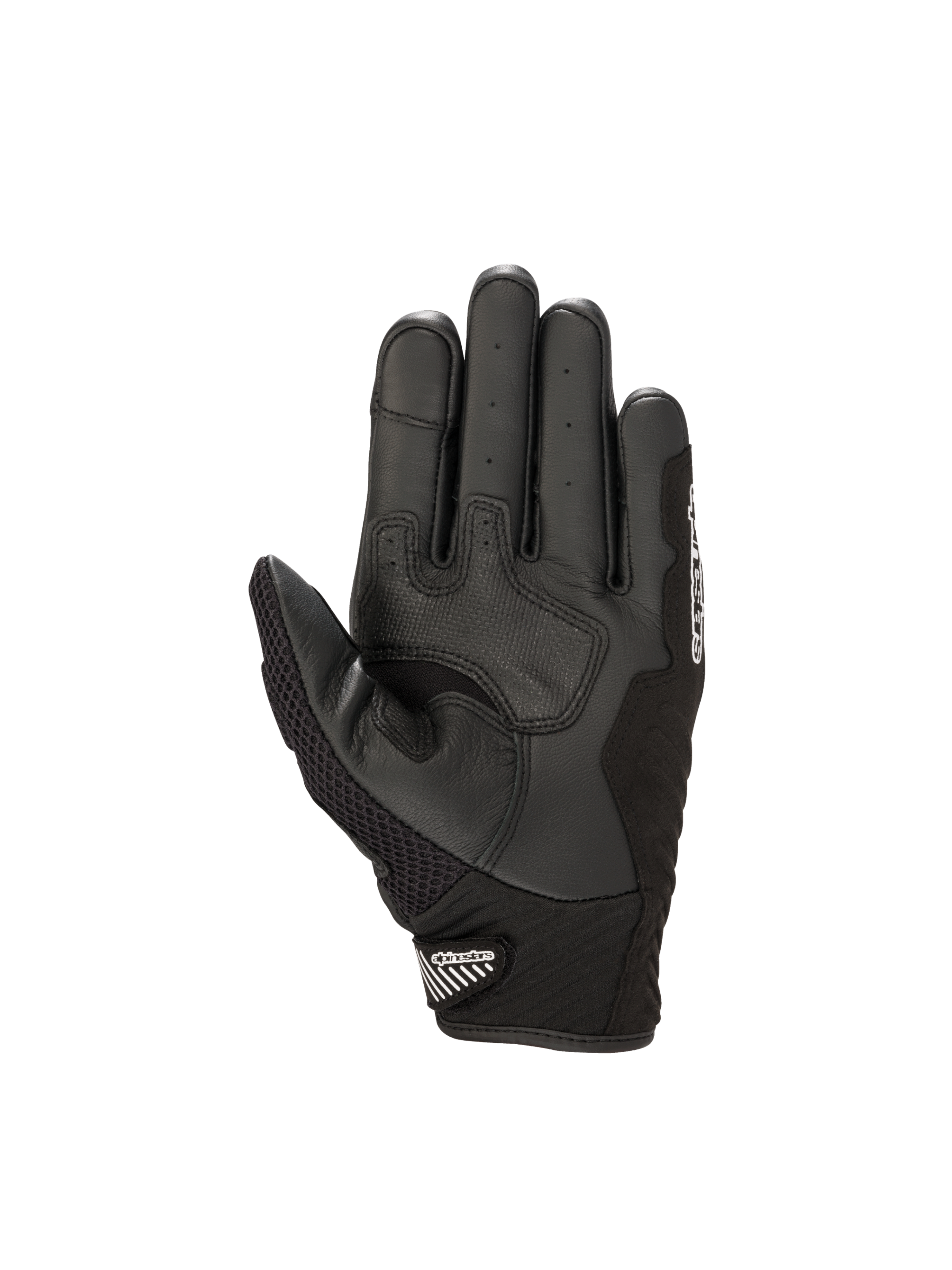 Alpinestars SMX-1 Air V2 Handschuhe, Motorradhandschuhe für urbane Fahrten, Handflächenansicht, Schwarz und Weiß, hochwertiges Leder mit verstärkter Grifffläche und Mesh-Einsätzen, CE-zertifiziert