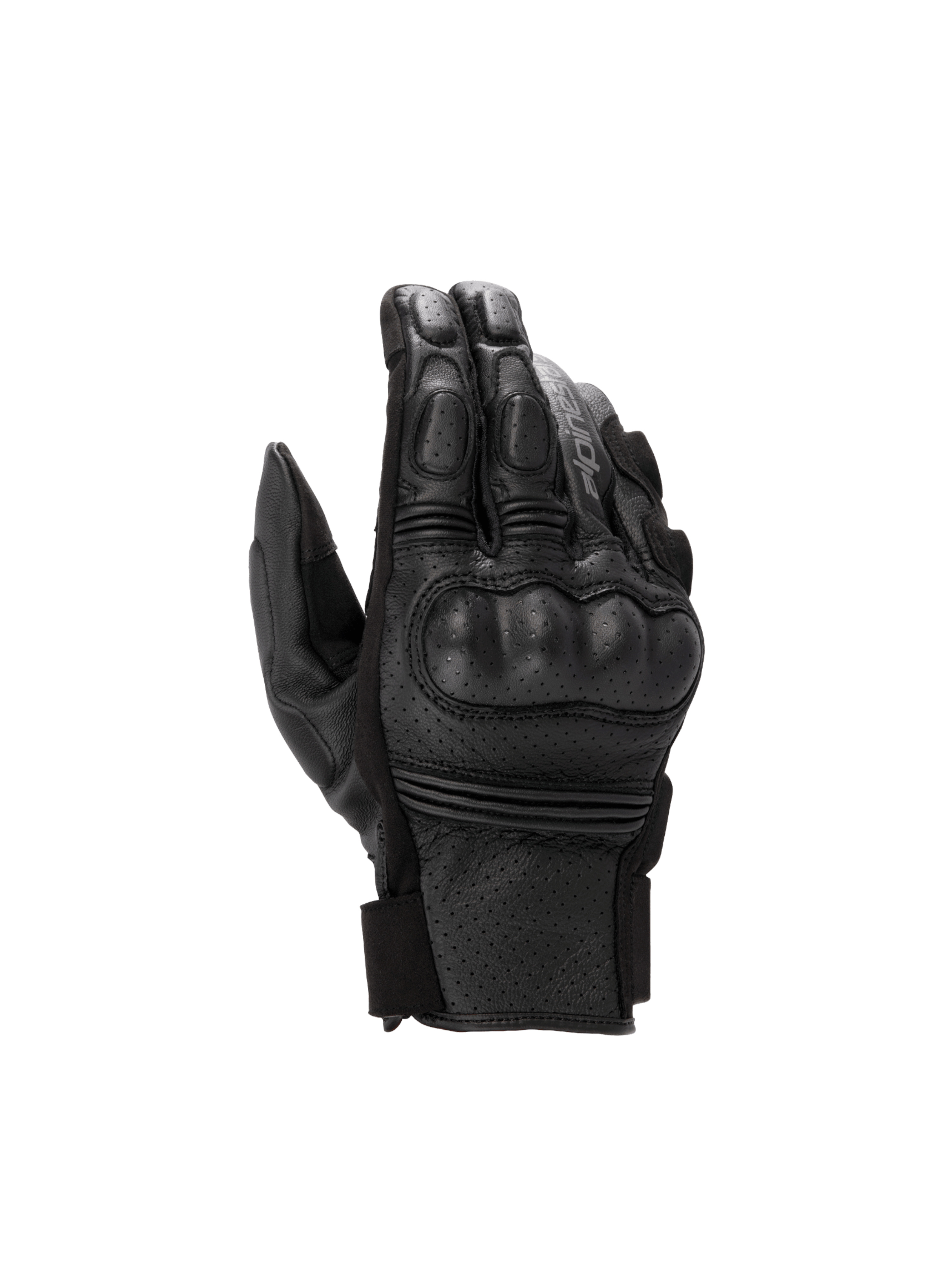 Alpinestars Phenom Leather Air Handschuhe, Herren-Motorradhandschuhe, Schwarz, perforiertes Leder, harter Knöchelschutz.