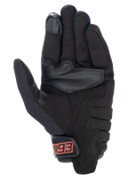 Alpinestars MM93 Losail V2 Handschuhe, Urban-Motorradhandschuhe, Schwarz, Innenhandansicht mit Konstruktion aus synthetischem Wildleder, touchscreen-kompatibler Fingerspitze und Klettverschluss mit rotem MM93-Branding.