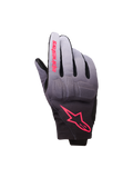 Alpinestars Reef Women's V2 Handschuhe, Damen-Motorradhandschuhe, Grau und Schwarz mit neonrosa Akzenten, Textil mit Grau-Schwarz-Farbverlauf, integrierter Knöchelschutz, kurzes Bündchen, moderne Urban-Fahrausrüstung