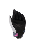 Alpinestars Stella SP X 3 Handschuhe, Damen-Motorradhandschuhe, Handflächenansicht, Mid Gray Asphalt Black mit rosa Logo auf dem Handgelenksriemen, perforierte Lederhandfläche für Griffigkeit und Belüftung, sportliches Design für Straßenfahrten
