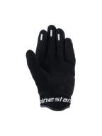 Alpinestars Stella Mogress Airflow Handschuhe, Urban-Motorradhandschuhe für Damen, Schwarz, Handflächenansicht mit synthetischer Handflächenverstärkung, atmungsaktives 3D-Mesh an Daumen und Bündchen, weißes Alpinestars-Branding am kurzen Bündchen