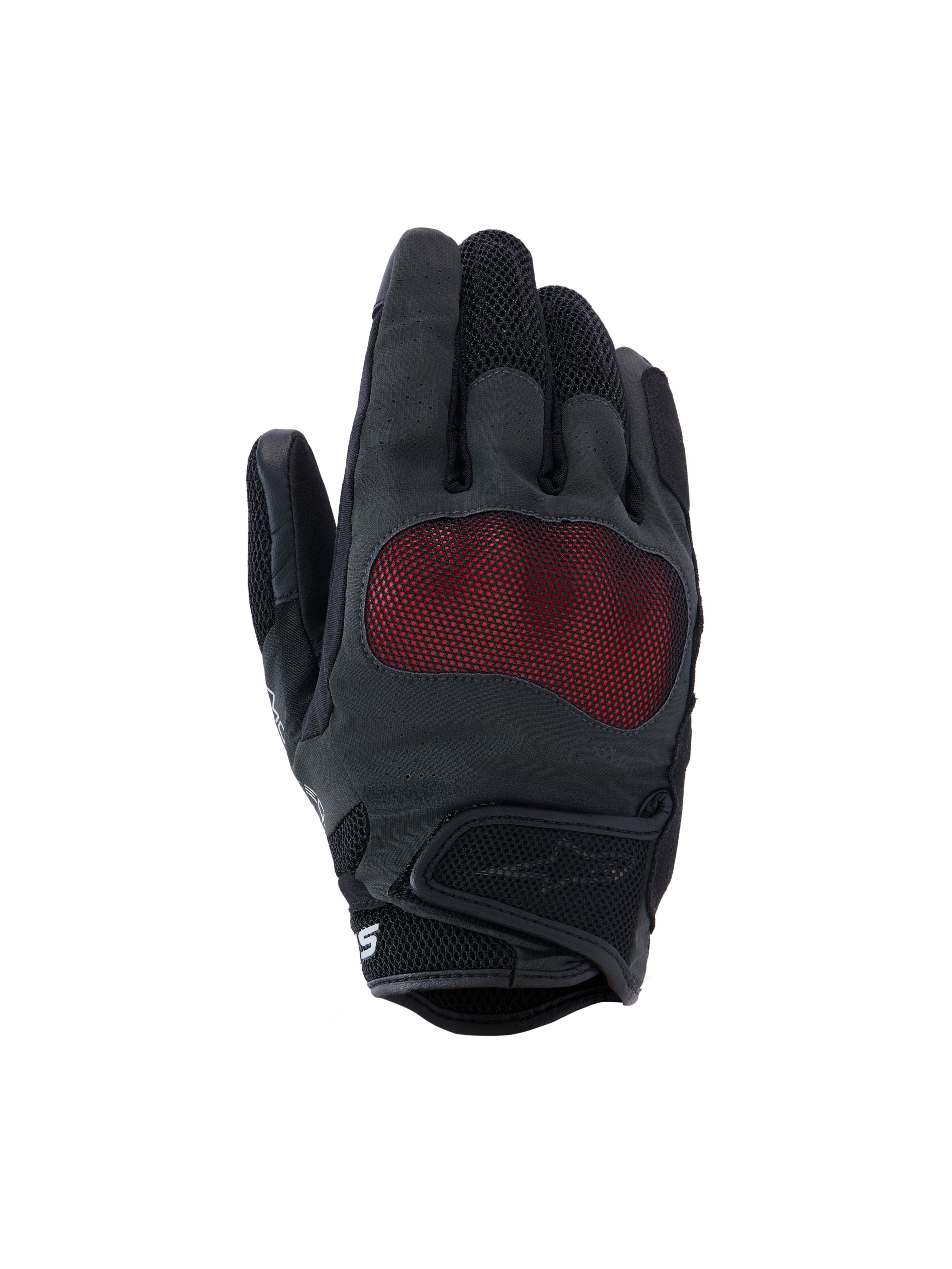 Alpinestars Stella Mogress Airflow Handschuhe, Damen-Motorradhandschuhe, Anthrazit-Schwarz und Rot, NUCLEON PLASMA Knöchelschutz mit roter Mesh-Abdeckung, laserperforierte Oberhand, 3D-Mesh-Einsätze an Fingern und Bündchen, kurzes Bündchen mit Klettverschluss, atmungsaktives Urban-Design