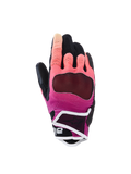 Alpinestars Stella Mogress Airflow Gloves, Women's Motorcycle Gloves, Fading Coral and Black with white trim, featuring a ventilated textile backhand, laser-perforated finger panels, and a protective short cuff for urban riding.