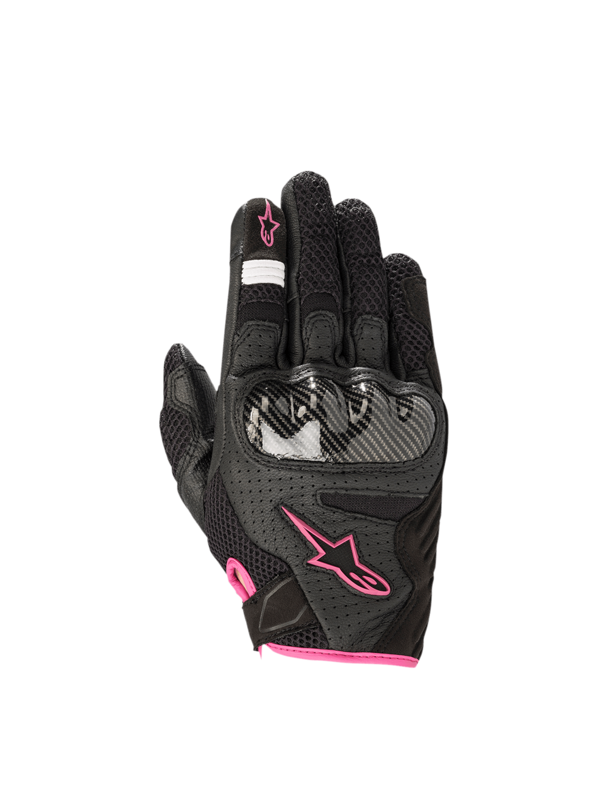 Alpinestars Stella SMX-1 Air V2 Women's Motorcycle Gloves, black and fuchsia leather mesh with hard knuckle protection.