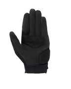 Alpinestars Stated Damen-Handschuhe, Schwarz, Handflächenansicht mit synthetischem Wildledermaterial, verstärkten Handflächen- und Daumenbereichen, Touchscreen-kompatiblen Fingerspitzen und elastischem Handgelenksbündchen, urbane Motorradausrüstung