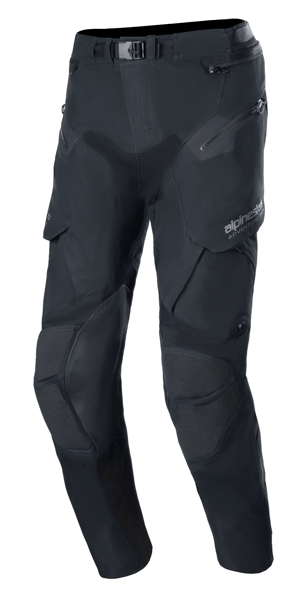 Alpinestars Boulder 3L GORE-TEX Hose, Adventure-Motorradhose, Schwarz, technisches Textildesign mit Magnetschnallen-Verschluss an der Taille, verstärkte Kniepartien mit strukturierten Einsätzen, mehrere Reißverschluss- und Cargotaschen, vorgeformte ergonomische Passform