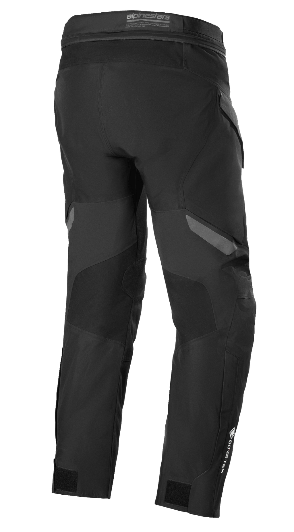 Alpinestars ST-7 2L GORE-TEX Hose, Schwarz und Dunkelgrau, Rückansicht, wasserdichte Adventure-Touring-Motorradhose mit verstärkten Einsätzen, GORE-TEX-Branding am Unterschenkel und verstellbaren Knöchelriemen