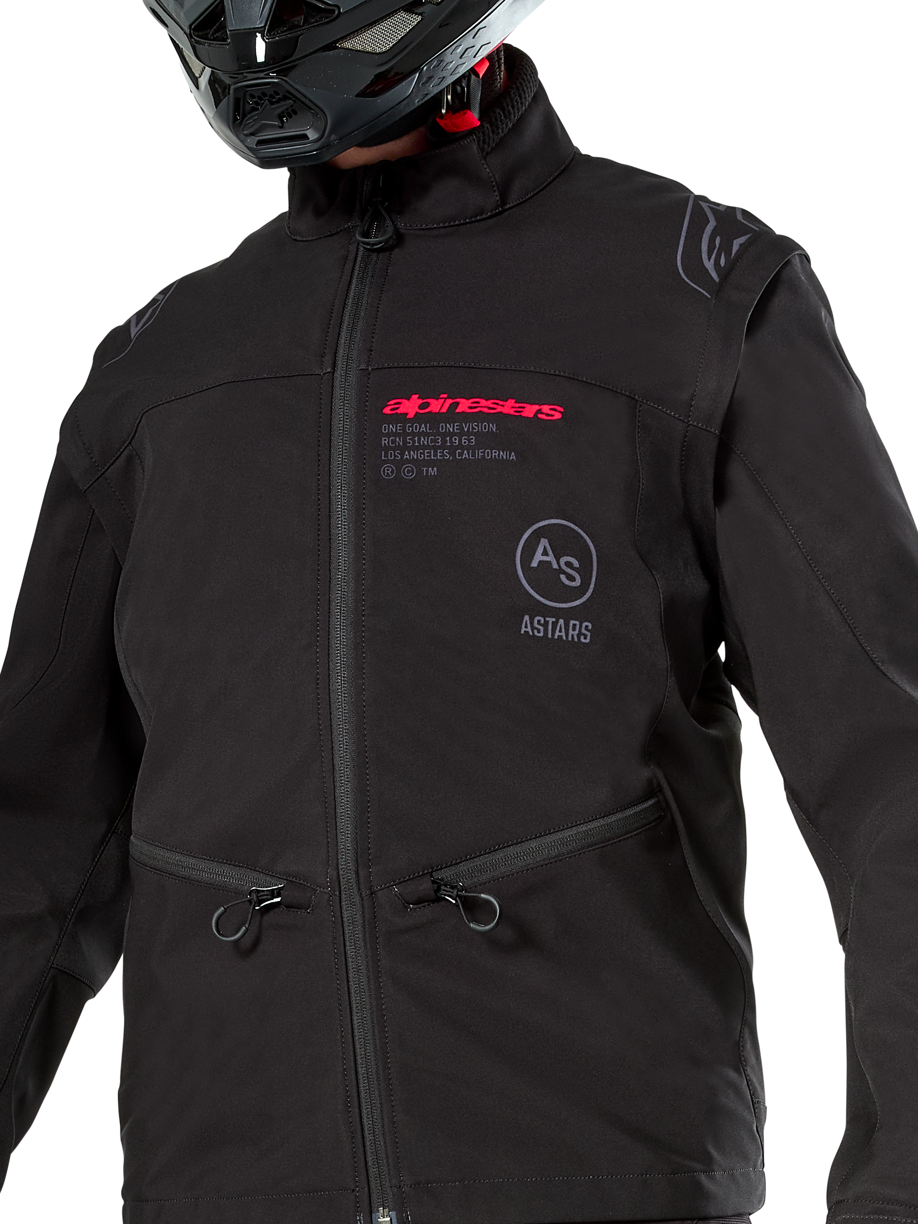 Alpinestars Lite-Dura Softshell Jacket, Black, windproof off-road enduro jacket, modular design with detachable sleeves and fleece lining, minimalist technical style
