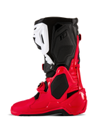 Alpinestars Tech 10 Enduro Boots, Motocross and Enduro Boots, Bright Red Black and White, side profile view featuring a durable TPU shell, white shin plate, and black upper panels, designed for off-road performance.