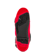 Alpinestars Tech 10 Enduro Boots, Bright Red and Black, bottom view of the enduro-spec dual compound sole, featuring a high-grip tread pattern and a black replaceable center insert.