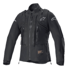 Alpinestars Techdura Jacket, Black Reflex, off-road motorcycle jacket with integrated tactical vest, front view, featuring multiple utility pockets, rugged textile construction, and silver Alpinestars logos, designed for enduro riding.