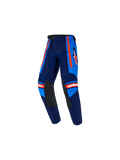 Alpinestars 2026 Kids Racer Nomur Hose, Kinder-Motocross-Hose, Dunkelblau und UCLA-Blau mit orangefarbenen Akzenten, mit schwarzen Leder-Innenknie-Einsätzen, orangefarbenen Seitenstreifen, weißem Astars-Logo und vorgeformtem Design für den Offroad-Rennsport