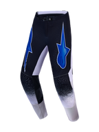 Alpinestars Supertech Hiten AFD Hose, Herren-Motocross-Rennsport-Hose in Schwarz und Blau mit athletischem Stretch, markanten Stern-Logos und Perforationen für maximale Belüftung.