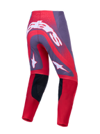 Alpinestars Supertech Hiten AFD Motocross-Hose, Rückansicht in Rot und Grau mit belüftetem Mesh und Lederknieeinsätzen.