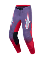 Alpinestars Supertech Hiten AFD Motocross-Hose, Lila und Rot, professionelle Motocross-Ausrüstung mit Laser-cut-Belüftung, präzise Rennpassform.