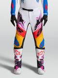 Alpinestars Supertech Dyna Pants, Men's Motocross Gear, Multicolored White and Blue, stretch rip-stop with leather panels.
